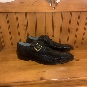Belvedere Otto Black Genuine All-Over Lizard Monk Strap Shoe Size 11